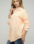 Davi & Dani Stripe Button Down Long Sleeve Shirt - Online Only