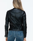 Snobbish PU Leather Zip Up Jacket with Pockets