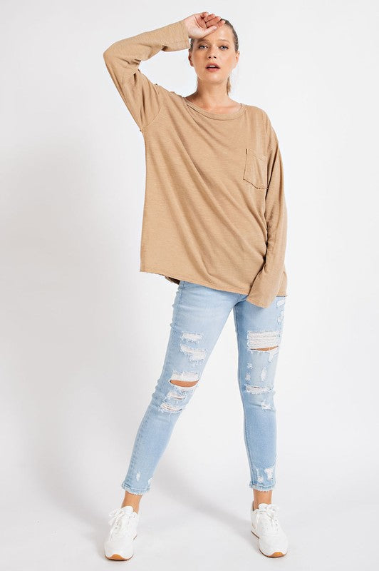 Mineral Washed Long Sleeve Top