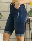 ADORA Distressed Denim Shorts with Pockets