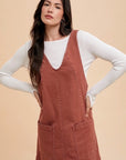 Annie Wear V-Neck Adjustable Strap Denim Overall Dress with Pockets