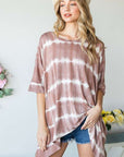 Jade By Jane Striped Tie Dye Round Neck Tunic Plus