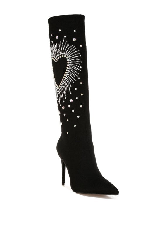Coastra Rhinestone Embellished Stiletto Boots