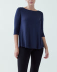 Fabina Bamboo Boatneck Elbow Sleeve Top