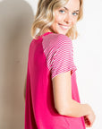 e Luna Solid Stripe Mix Pocket Top