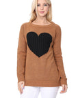 Cozy Heart Jacquard Round Neck Pullover Sweater