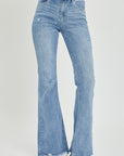 Risen Full Size High Rise Frayed Hem Flare Jeans