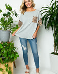 e Luna Terry Solid Animal Boxy Top