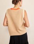 In February Contrast Round Neck Sweater Vest