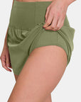 Zenana High-Waisted Zippered Back Pocket Active Shorts