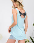 Celeste Full Size Back Contrast Bow Tie Tank