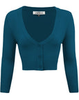 Mak Women's Cropped Bolero 3/4 Sleeve Cardigan