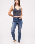 Zenana Washed Ribbed Cropped V-Neck Tank Top