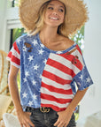 BiBi American Flag Theme Short Sleeve T-Shirt