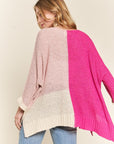 ADORA Side Slit Color Block Long Sleeve Sweater