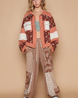 POL Washed Jacquard Color Block Jacket