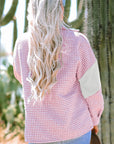 Houndstooth Colorblock Textured Patchwork Shacket