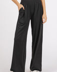 Mittoshop Stretch Banded Waist Wide Leg Pants with Pockets