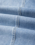 Denim Raw Hem Drawstring Wide Leg Pants