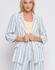 Love Tree Linen Woven Striped Blazer