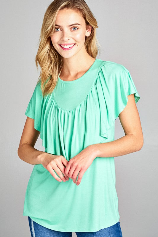 Solid Ruffle Detail Top - Online Only