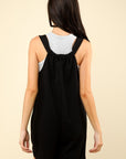 VERY J Tie Shoulder Front Pocket Romper