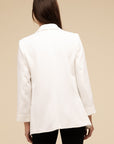 ZENANA Woven Long Sleeve Open Front Classic Blazer