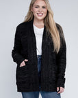 Plus Solid Open Front Cardigan