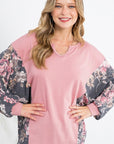 e Luna Floral Terry Mixed Boxy Top