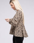 Leopard Print Ruffle Hem Blouse