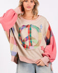 SAGE + FIG Full Size Contrast Peace Patch Dropped Shoulder Sweatshirt