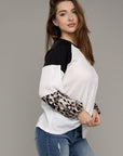 Leopard Print Color Block Top