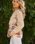 And The Why Full Size Double Layered Plaid Contrast Sweatshirt