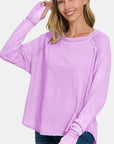 Zenana Round Neck Thumbhole Long Sleeve T-Shirt