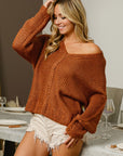 BiBi V-Neck Cable Knit Sweater