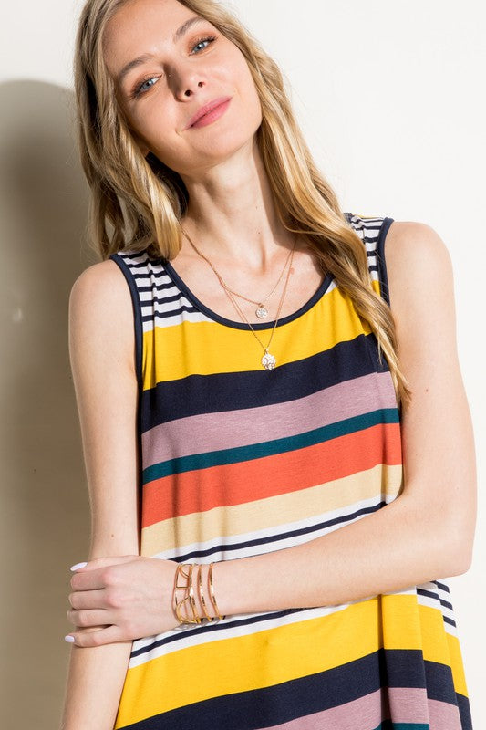 e Luna Multi Stripe Jersey Tank Top