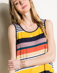 e Luna Multi Stripe Jersey Tank Top