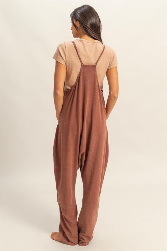 HYFVE Relaxed Fit Mineral Washed Overalls with Pockets