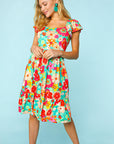 Haptics Floral Square Neck Short Sleeve Dress