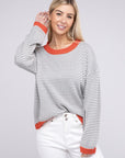 Contrast Trimmed Striped Pullover Knit