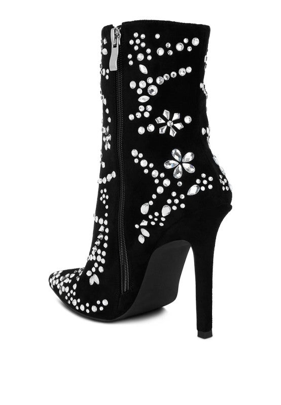 Dunari Diamante Embellished Microfiber Boots