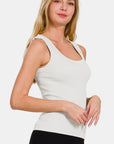 Zenana 2 Way Neckline Washed Ribbed Tank