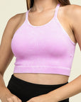 Zenana Washed Ribbed Seamless Cropped Cami Top