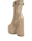 Bumpy Croc High Block Heeled Chunky Ankle Boots