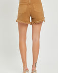 RISEN High Waist Frayed Hem Denim Shorts