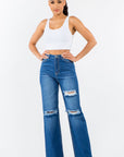 American Bazi High Waist Distressed Wide Leg Jeans