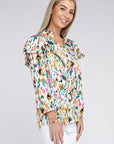 Multicolor Print Ruffle Blouse