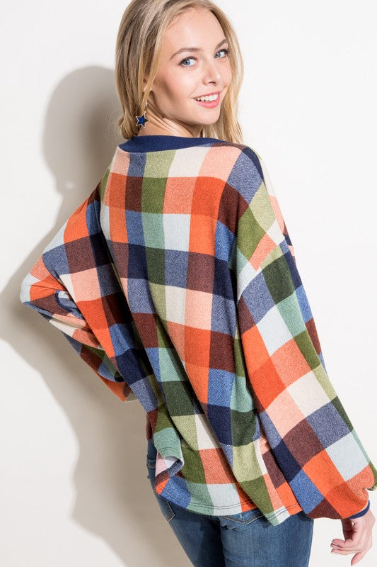 e Luna PLUS Multi Plaid Boxy Top