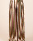 Mittoshop Striped Satin Elastic Waist Wide Leg Pants