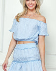 e Luna Gingham Seersucker Top & Skirt Set